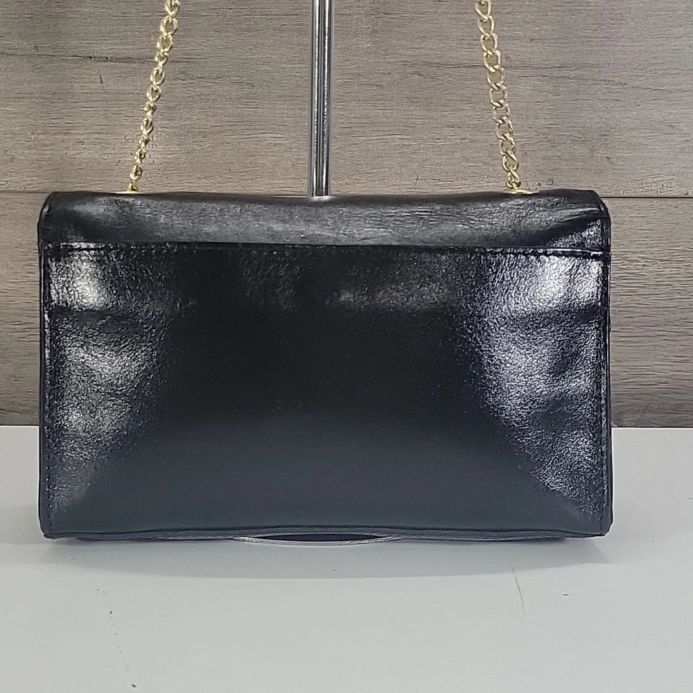 Patricia Nash Black Leather Chain-Shoulder Crossbody Shoulder Bag